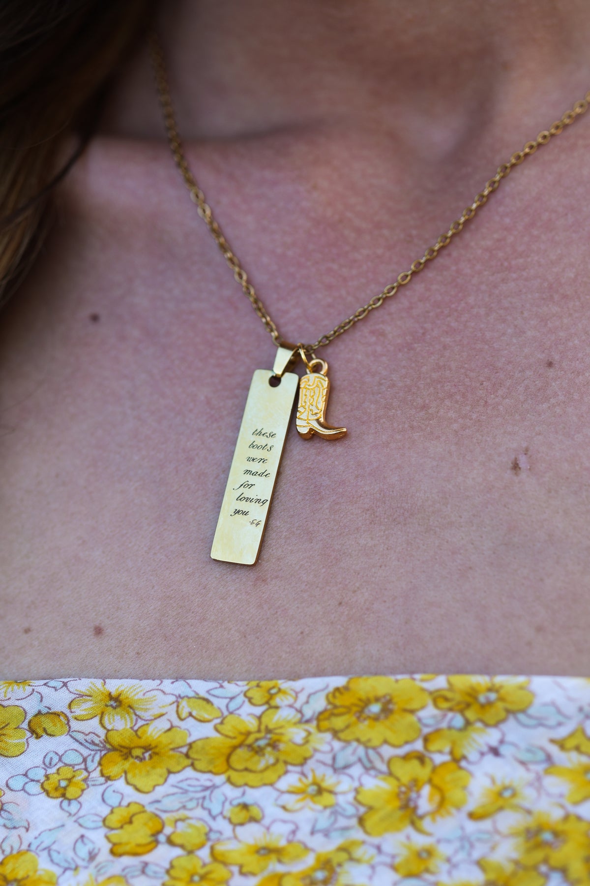 "these boots were made for loving you" Pendant Necklace NEW