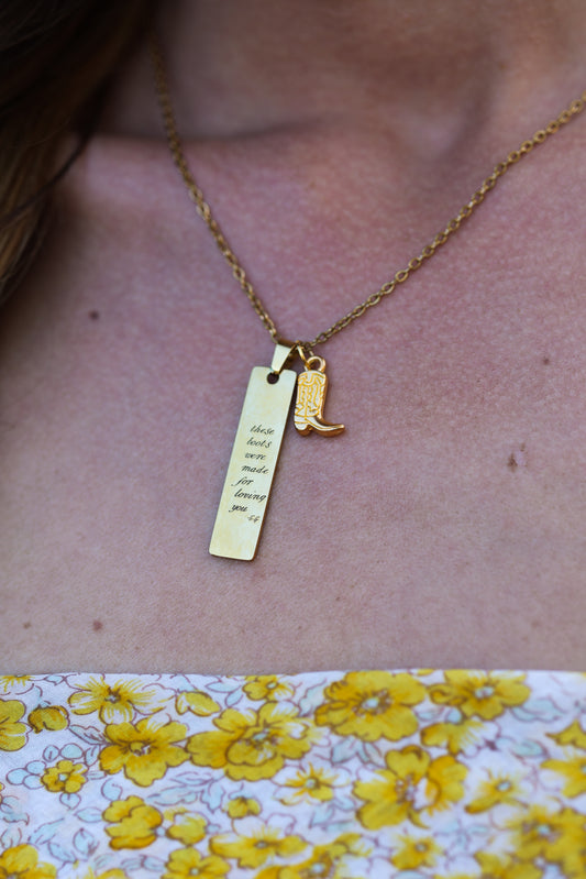 "these boots were made for loving you" Pendant Necklace NEW